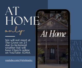 Sunday is our special, "At Home" service where we will tune into our YouTube channel at 10am 🔗 youtube.com/@stjohnsdcc

💡 Remember, are NOT meeting in-person due to inclement weather.

🙌  Great way to worship with family and friends! 

#churchathome #athome #churchonline #stjohnsdcc 

Save | Like | Share