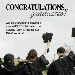 We look forward to celebrating the incredible accomplishments of our graduating High School seniors THIS SUNDAY as we speak God’s blessing over their bright future!

🎓 La Venture Grove
📍 Along the St. Johns River
📅 Sunday, April 5 | 10:00 AM