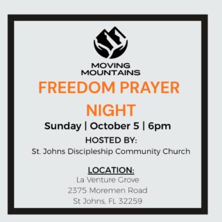 🌟 Join Us for Freedom Prayer Night! 🌟
This Sunday at 6pm, come to La Venture Grove for a powerful evening of prayer and worship. 🙏
Are you longing to deepen your relationship with God? Seeking to encounter Jesus and experience His transformative power? 
This is your moment! ✨
📍 Where: La Venture Grove
🕕 When: Sunday, 6:00 PM
Bring your heart, invite a friend, and let’s seek God together! 
#FreedomPrayerNight #movingmountainsjourney  #EncounterJesus #stjohnsdcc